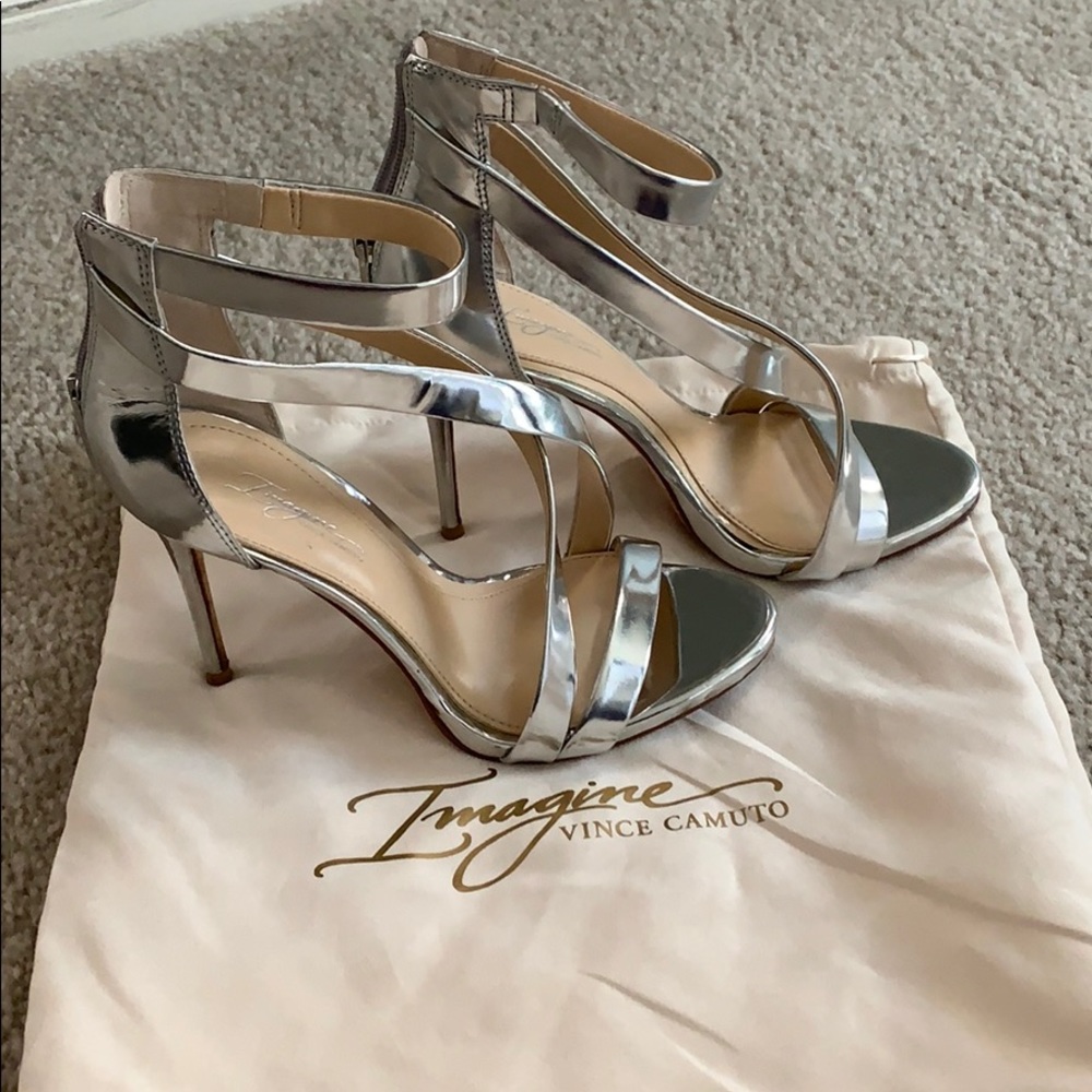 Silver Crossed Imagine Vince Camuto Heels!